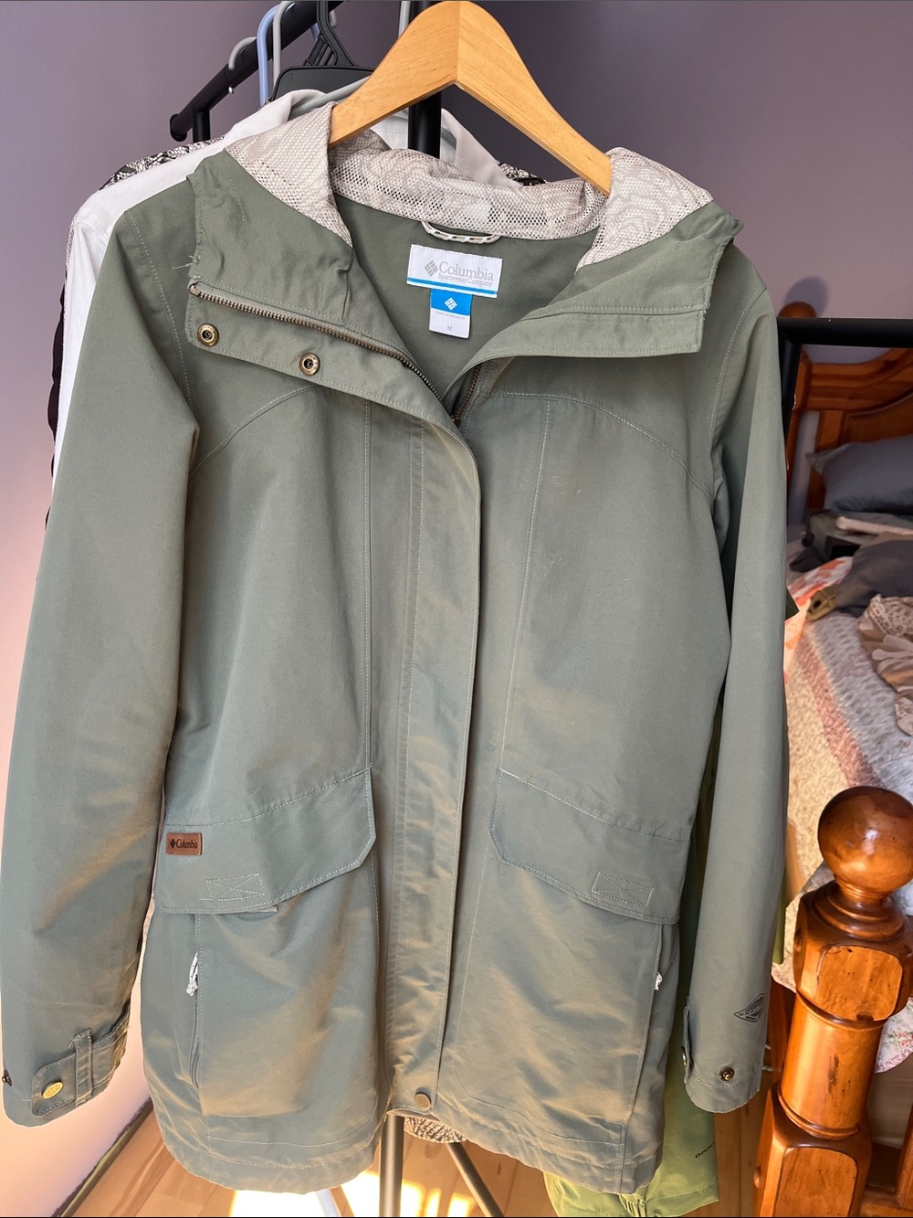 Columbia Olive Green Women's Hooded Trench Coat
